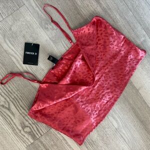 Forever 21 Coral Leopard Satin Cami